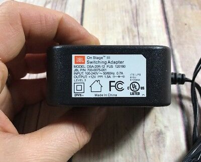 NEW JBL On Stage III DSA-20R-12 FUS 120180 12.0V 1.5A 700-0075-001 AC Adapter POWER SUPPLY CHARGER
